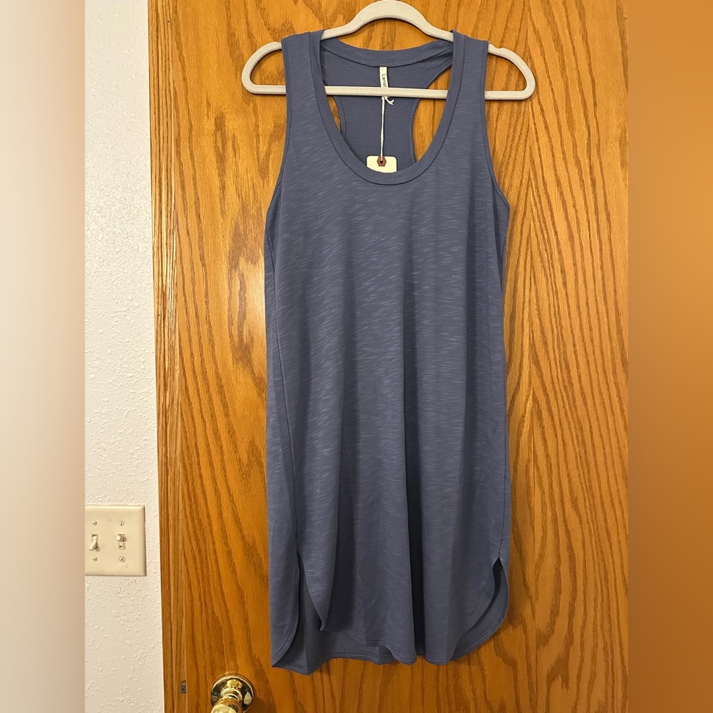 Lanston Racerback Tank Dress - NWT - Size L Sleeveless Blue Women's Top